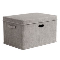 Boîte de rangement pliable en coton et lin avec couvercle - Design minimaliste moderne, capacité 60-70L, anti-poussière et anti-humidité, organisateur de vêtements pour