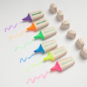 Biểu Tượng Tùy Chỉnh Mini Tô Màu 6 Màu Sắc Rơm Lúa Mì Thân Thiện Với Môi Có Thể Tái Chế <span class=keywords><strong>Highlighter</strong></span> Bút Đánh Dấu Với Đục Tip - Product Image 3