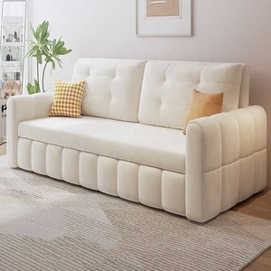 أريكة عصرية متعددة الوظائف بتصميم حديث، مصنوعة من الجلد الصناعي الأسود مع خياطة بيضاء، قابلة للتحويل إلى سرير - Product Image 2