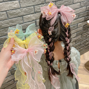 Fermagli per capelli con fiocco a nastro per bambine, accessori per <span class=keywords><strong>trecce</strong></span> da principessa per bambine, graziosi fermagli a fiore per capelli - Product Image 1
