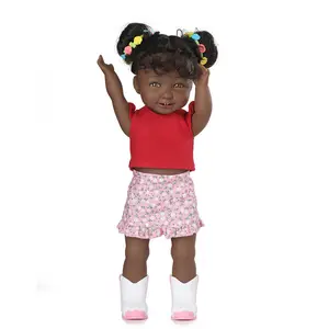 14 인치 36cm 흑인 흑인 소녀 인형 비닐 Reborn 아기 소녀 인형