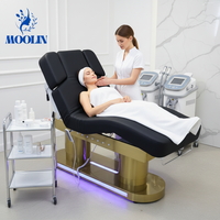 Table de massage électrique MOOLIN à 4 moteurs pour salon de beauté, lit de soin ajustable, chaise d'esthéticienne en cuir PU