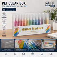 Boîte d'emballage en plastique PET transparente personnalisée en usine pour marqueurs, stylos, papeterie, boîtes de présentation pliables transparentes pour la vente au détail, OEM