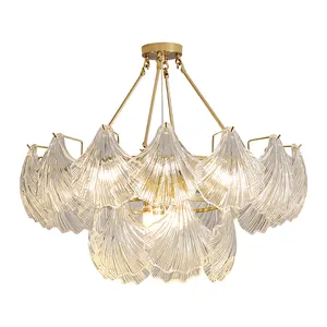 Contemporary Elegant Art Shells Shape Pendant Light Simple Home Decor Modern Luxury LED Golden Chandelier
