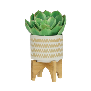 Vasi in ceramica con supporto, motivo a zig-zag, vasi decorativi rialzati per patio, ingresso, tavolo, giardino - Product Image 3