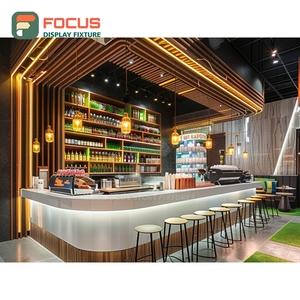 Premium Cafe Service Counter Tempered Glass Front Coffee Bag Display Area Storefront Service Counter - Product Image 4