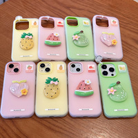 Pêche pastèque ananas fruits conception dessin animé mignon femmes étui pour iPhone 16 15 14 13 12 11 Pro Max Plus 3D gelée couvre