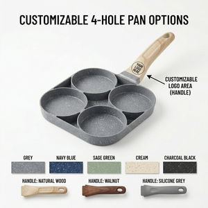 E--Top Venta al por mayor Sartén de granito y aluminio personalizada para freír huevos, sartén para cocina, sartén para tortillas, sartén para panqueques, sartén tipo padella, sartenes - Product Image 3