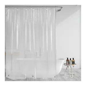 Cheap Folding 12 Gauge Heavy Duty Plastic Thick Shower Curtain Liner PEVA Clear Shower Curtain for Bathroom