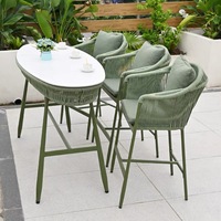 Ensemble de table et chaises d'extérieur au design moderne, durable, en alliage d'aluminium, tissu imperméable, meubles de jardin, de patio et de salle à manger pour hôtel