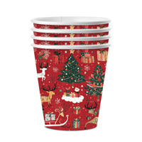 Weihnachtsparty-Geschirr Einweg-Pappteller Becher Servietten Besteck Weihnachtsbaum Elch Santa Deko Winter Feiertags-Tischzubehör