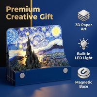 Bloc-notes 3D LED détachable personnalisé Van Gogh Nuit étoilée – Cadeau de papeterie à prix réduit