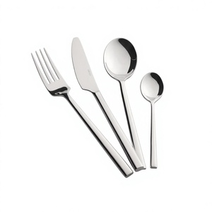 Pulido de espejo de plata de acero inoxidable con mango de diseño plano rectangular completo Cubiertos Vajilla Juegos de cucharones Juegos de herramientas de queso - Product Image 2