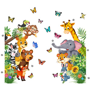 Autocollants muraux en PVC symétriques MS6380-ZY, <span class=keywords><strong>animaux</strong></span> de la forêt, dessin animé, 30x90cm, 2 pièces, pour salon, chambre à coucher, fond décoratif - Product Image 5