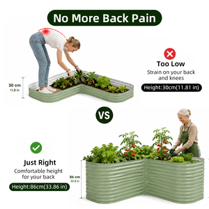 SEEYES Bac à légumes surélevé en acier galvanisé ergonomique en forme de L, extra haut, 85x69x34 pouces, pour plantes, herbes et fleurs - Product Image 4