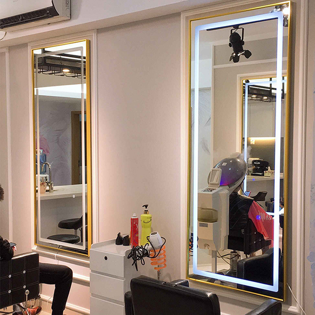 Large Size Stand up Floor Full Body Dressing Length Mirror Hair Salon Mirrors With Led Light