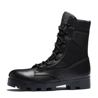 Chaussures en cuir imperméables noires de haute qualité avec tige en cuir et en toile Oxford, bottes tactiques de sécurité à tige haute pour hommes