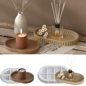 แม่พิมพ์ซิลิโคนแผ่นยิปซั่มอโรม่าถาดลูกปัดทรงรีแบบทำมือแม่พิมพ์เรซินสำหรับตกแต่ง - Product Image 1