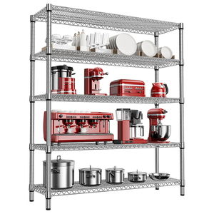 MZG Heavy Duty 3500LBS High Gloss Chrome Finish Wide 5 Tier Kitchen <b>Wire</b> Shelving Metal Storage <b>Shelves</b> Rack Unit - Product Image 1