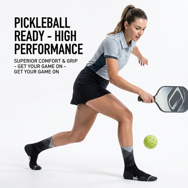 Athletic Pickleball Crew Socks Cushioned Moisture Wicking Eco-Friendly Custom Colors Sports Socks Youth Men Women Arch Support