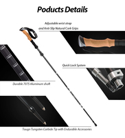 Bâtons de randonnée pliables en carbone 3K ultralégers à 5 sections, style nordique personnalisé