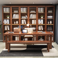 Bureau d'étude moderne en bois massif double/triple avec étagère, idéal pour la maison, la chambre, le bureau, l'ordinateur, l'étude ou comme table de jeu