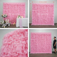 Mur floral artificiel en soie de luxe personnalisé 8x8 pieds, roses 3D faites à la main, mur de fleurs réaliste en rouleau pour la décoration de fêtes et de mariages