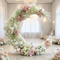 Arche florale en soie rose clair de haute qualité et durable pour toile de fond de mariage, demande en mariage et décoration de scène