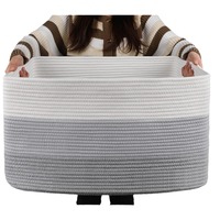 Panier à linge en corde de coton de style européen, grand format, pour le rangement domestique, la chambre à coucher et l'organisation des jouets de bébé
