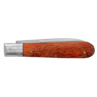 Couteau pliant de 3,35 po en acier inoxydable avec lame à encoches, manche en bois de Kempas avec broches en laiton et dénudeur de fils