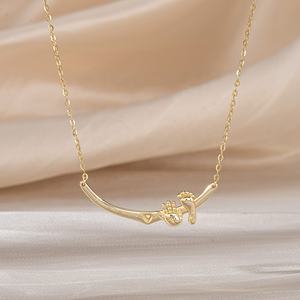 Collar Gargantilla <span class=keywords><strong>de</strong></span> Plata <span class=keywords><strong>de</strong></span> Ley 925 Chapado en Oro con Grabado <span class=keywords><strong>de</strong></span> Palma y Pie, Joyería Familiar al por Mayor con <span class=keywords><strong>la</strong></span> Frase 'I Love My Family' - Product Image 5