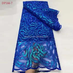 DP166 2022 Newest African Net Lace Fabric With Shiny Sequins Classic Nigerian French Mesh Lace Fabric For Wedding Sewing