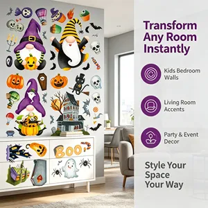 Adhesivos de Vinilo Removibles para Ventanas de Halloween, Decoración Festiva para Fiestas en Casa, Reutilizables, Forma Irregular - Product Image 6