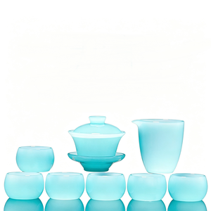 High Quality Sky Blue Liuli Glass <b>Tea</b> <b>Set</b> Factory Direct Sale Customizable Chinese Kung Fu <b>Tea</b> Ware Handmade Azure Colored - Product Image 2