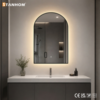 STANHOM Miroir LED encadré avec interrupteur tactile à intensité variable pour hôtel, salon, barbier, salle de bain