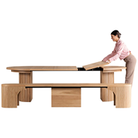 Table de salle à manger transformable ronde extensible en bois de chêne, style moderne, pour salon, vente en gros du fabricant