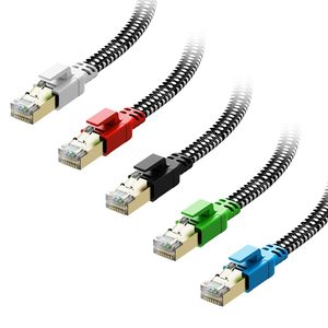 Nylon bện tốc độ cao nhiệm vụ nặng nề mạng LAN vá dây RJ45 phẳng Internet cáp mèo 8 cáp <span class=keywords><strong>Ethernet</strong></span> - Product Image 1