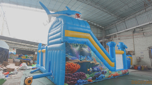 Lilytoys Commercial Château Gonflable Requin, Château de Saut Monde Marin, Maison de Rebond Extérieure <span class=keywords><strong>avec</strong></span> Toboggan pour Enfants - Product Image 5