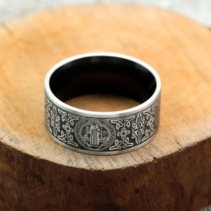 yunnique Retro Stainless Steel Men's <b>Ring</b> St. Benedict Cross Exorcist <b>Ring</b> Gift Jewelry Wholesale - Product Image 4