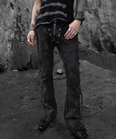 Veste en jean déstructurée avant-gardiste style camionneur, délavage boue vintage, col à revers, sangle de réglage à la taille, coupe courte, veste décontractée