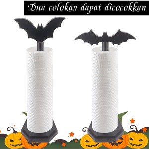 Gothic Bat Shape Toilet Paper Holder Black Wooden Desk Decor Halloween Theme Free <b>Standing</b> Design - Product Image 4