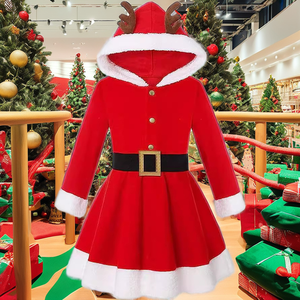 Vestido de abrigo polar de Feliz Navidad personalizado para niñas con traje y falda fiesta Cosplay Santa Claus Elk traje de Navidad para niños - Product Image 6