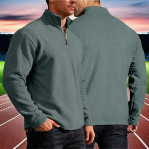 เสื้อสเวตเชิ้ตผู้ชายแบบสวมใส่สบาย แห้งเร็ว ระบายอากาศได้ดี ทรงเข้ารูป คอตั้งแบบซิปครึ่งตัว ผลิตจากผ้าโพลีเอสเตอร์ผสมสแปนเด็กซ์ เหมาะสำหรับวิ่งออกกำลังกายกลางแจ้งในฤดูหนาว - Product Image 2