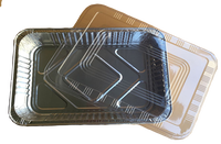 Barquettes alimentaires rectangulaires en aluminium avec couvercles en plastique PP jetables pour emballage et transport, en carton ondulé, 50 unités