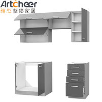 Armoire de cuisine modulaire pour petits espaces murale durable en résine stratifiée pour comptoir robinet tiroir panier accessoires