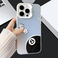 Casing Handphone TPU PC Berlapis Perak dengan Cetakan Bola Biliard untuk iPhone 11 12 13 14 15 16 17 18 Pro Max