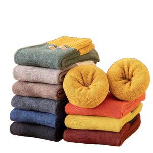 Warm Mid-Calf Terry Cloth <b>Socks</b> Women Thickening Thermo Korean Style Color Block Long <b>Socks</b> Autumn Winter Fleece Lined - Product Image 2
