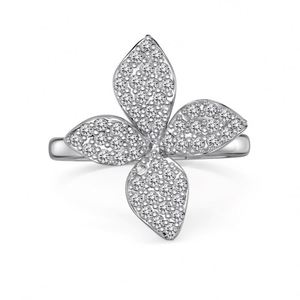 Dylam <b>Dainty</b> Rhodium 14K Gold Plated Tarnish Free 925 Silver 5A Zircon Flower Shape <b>RIngs</b> for Women Daily Wear Anniversary Gift - Product Image 1