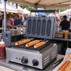 Máquina comercial eléctrica para hacer waffles de salchicha crujiente con 5 palos, máquina para hacer waffles de corn dog para tiendas de snacks y restaurantes - Product Image 2