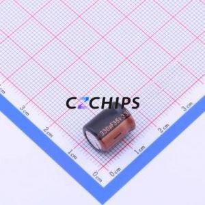 Condensateur électrolytique en aluminium à montage traversant RXK331M1VBK-1012, composant à montage traversant THT, D10xL12.5mm 330uF 20% 35V 5mm - Product Image 2